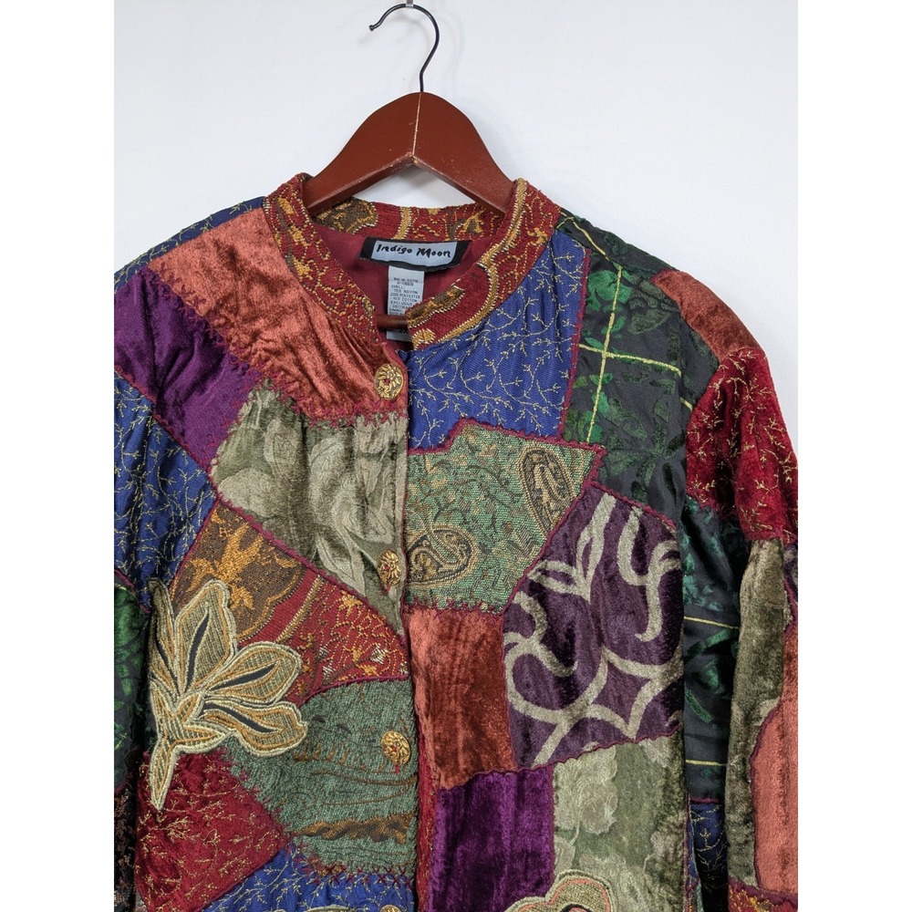 Textured Patchwork Velvet Jacket - Multi - Picture 6 of 11